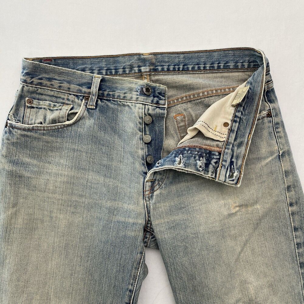 7 For all Mankind Jeans Relax Straight Button Fly Distressed Mens 33x31.5 Grunge - Picture 2 of 16